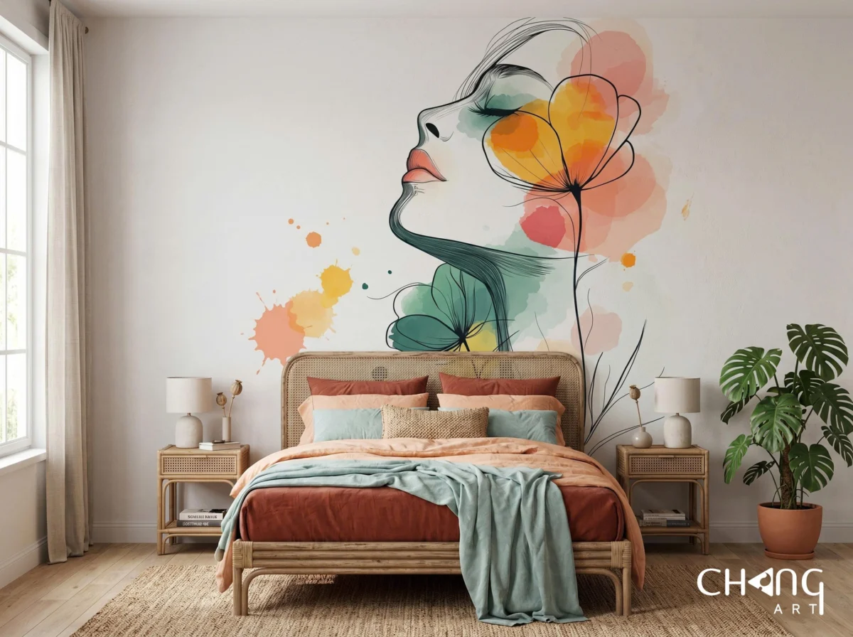 Vẽ tranh tường phòng ngủ hiện đại - Chang Art