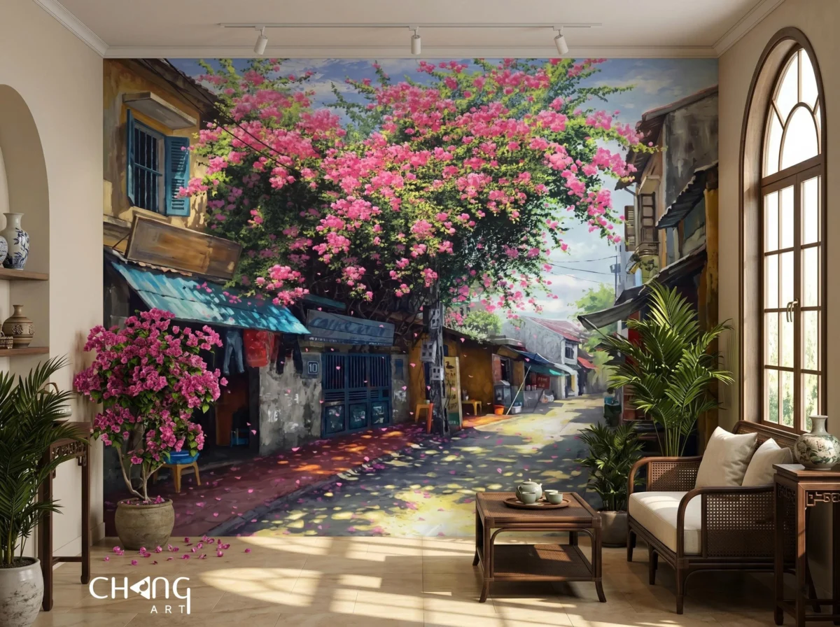 Vẽ tranh phố cổ Hồ Gươm đẹp nghệ thuật - Chang Art