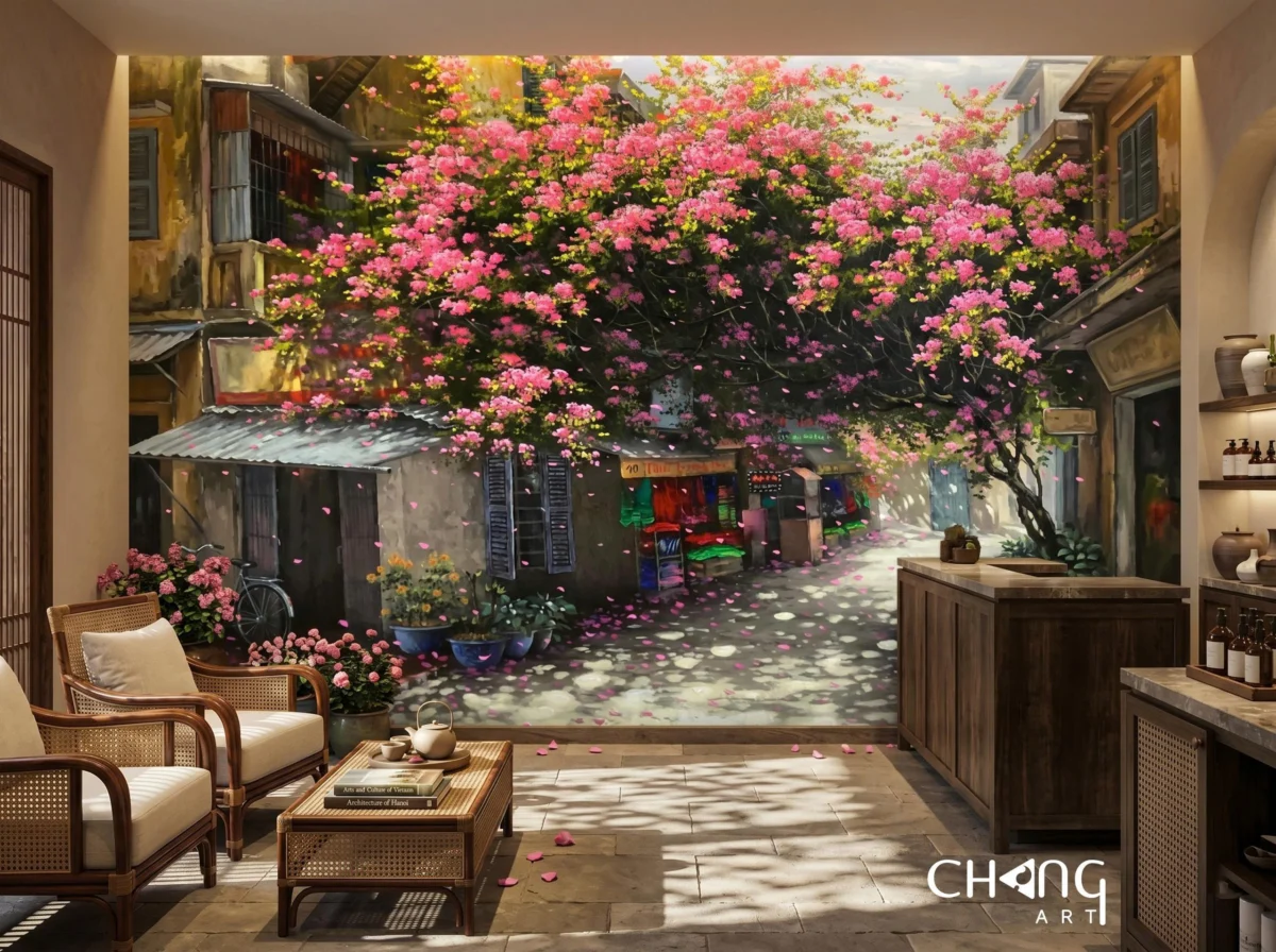 Vẽ tranh phố cổ Hồ Gươm đẹp nghệ thuật - Chang Art