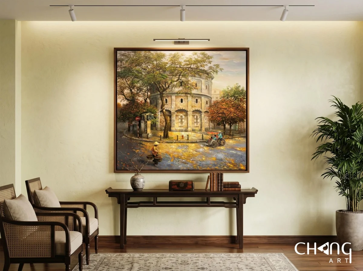 Vẽ tranh phố cổ Hồ Gươm đẹp nghệ thuật - Chang Art