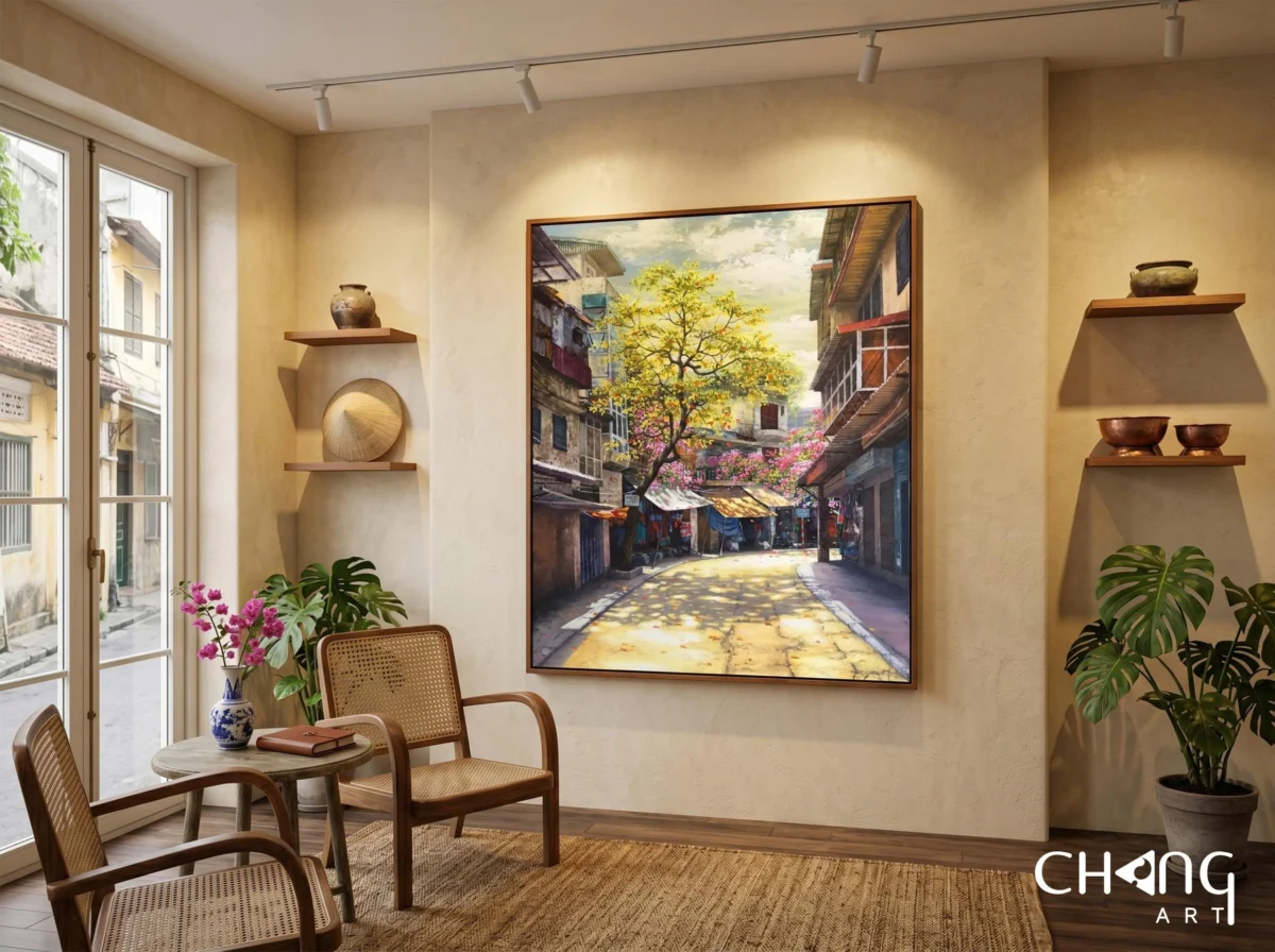 Vẽ tranh phố cổ Hồ Gươm đẹp nghệ thuật - Chang Art