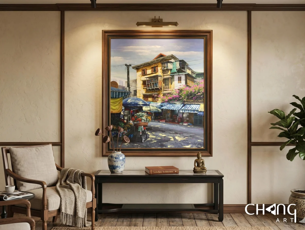 Vẽ tranh phố cổ Hồ Gươm đẹp nghệ thuật - Chang Art
