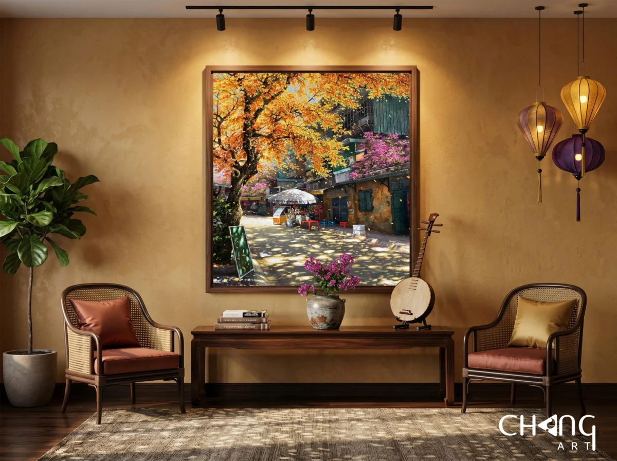 Vẽ tranh phố cổ Hồ Gươm đẹp nghệ thuật - Chang Art