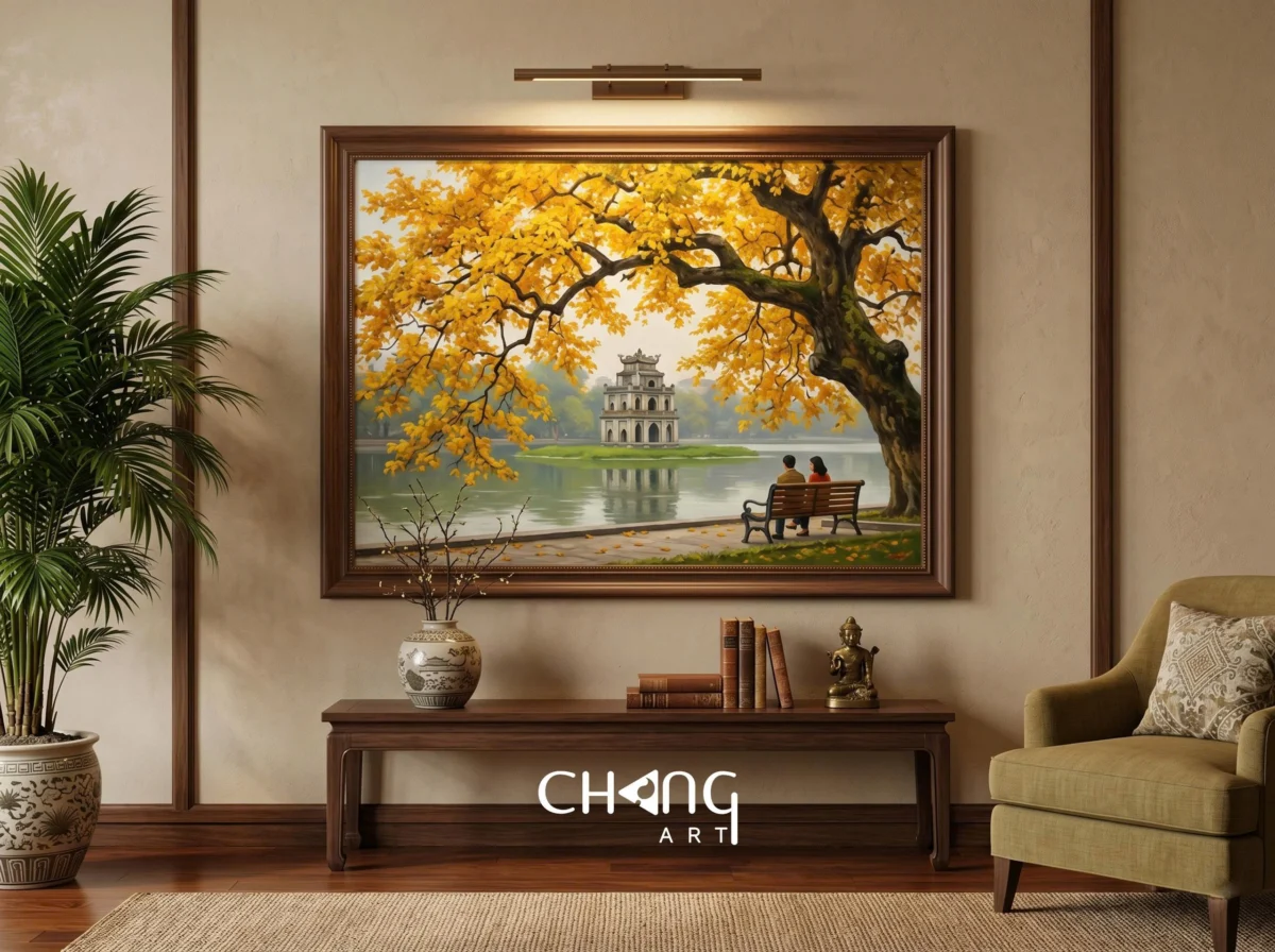 Vẽ tranh phố cổ Hồ Gươm đẹp nghệ thuật - Chang Art