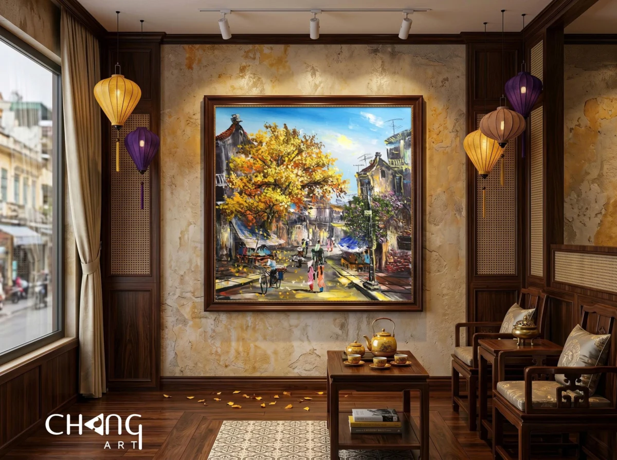 Vẽ tranh phố cổ Hồ Gươm đẹp nghệ thuật - Chang Art
